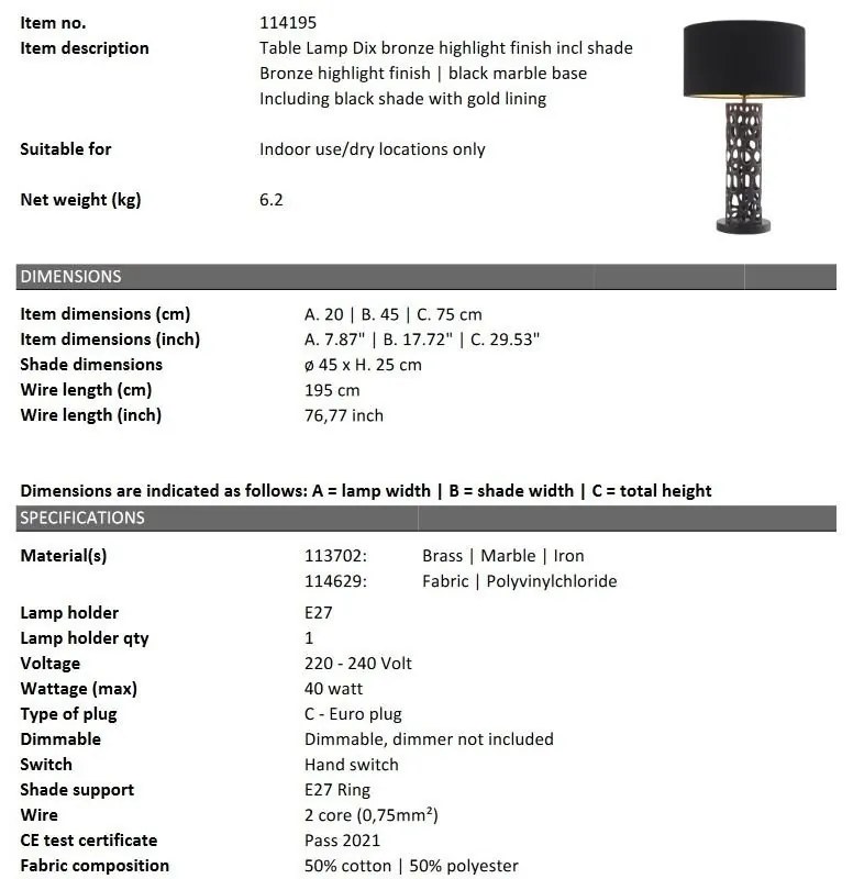 Veioza, Lampa de masa design LUX Dix, Bronze highlight