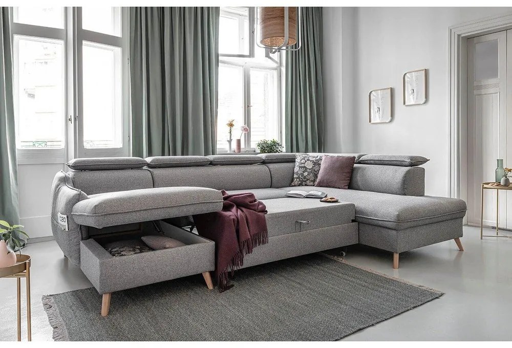 Colțar gri deschis extensibil (cu colț pe partea dreaptă) Sweet Harmony – Miuform