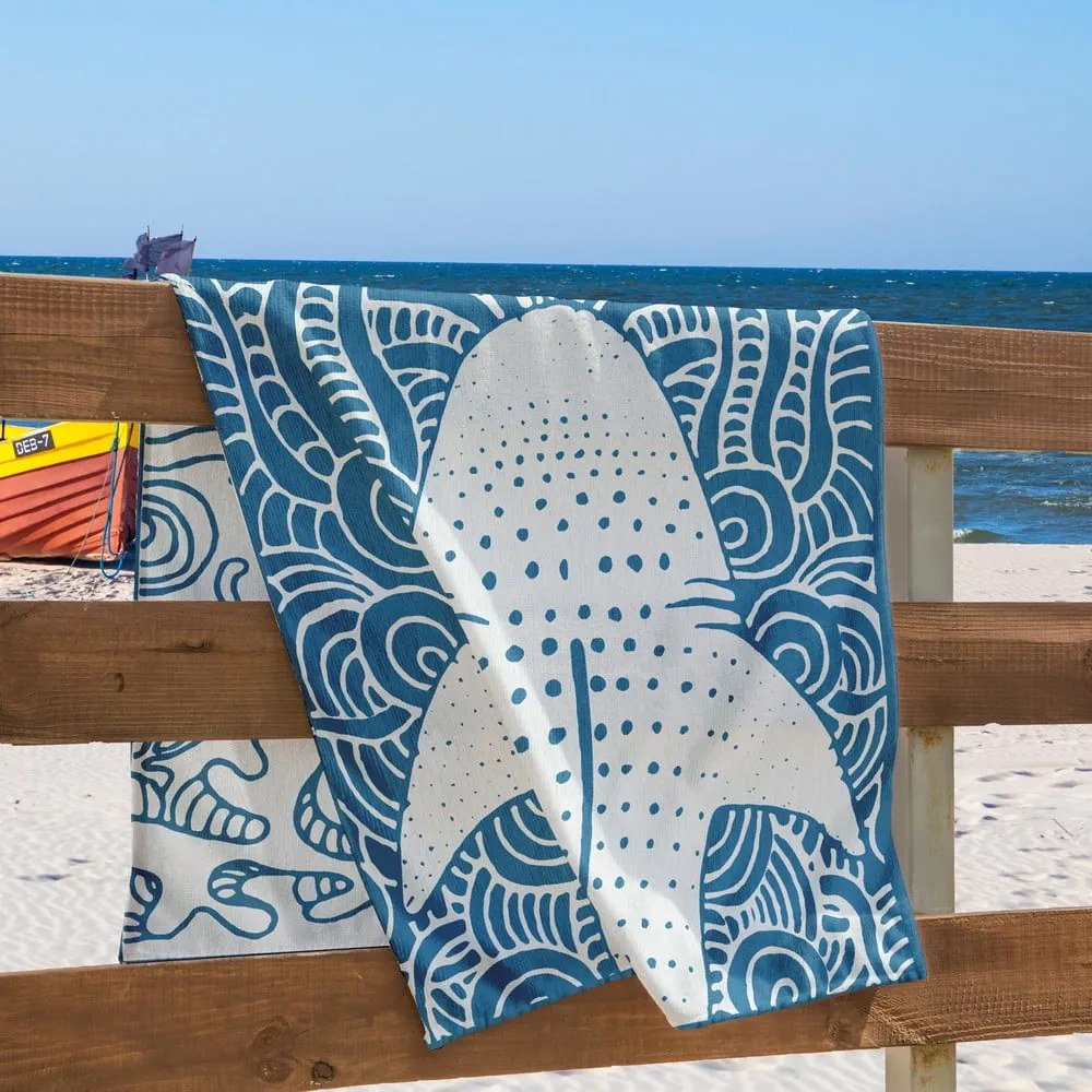 Prosop de plajă albastru 90x180 cm Shark – DecoKing