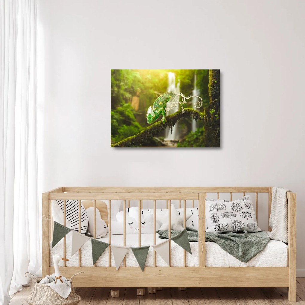 Tablou pe sticlă - cameleon (70x50 cm)