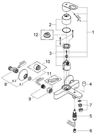GROHE 23341000 - Baterie pentru cadă BAULOOP DN 15, crom lucios