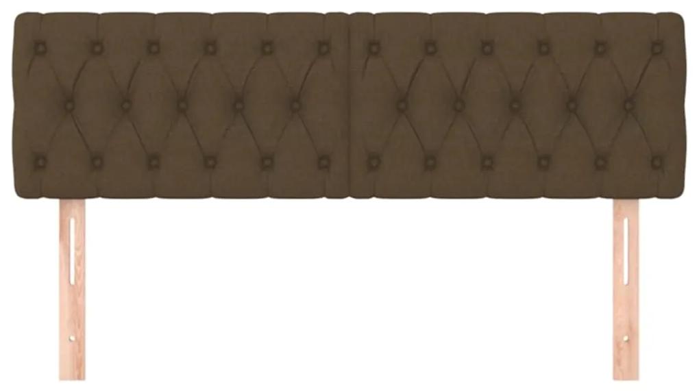 Tablii de pat, 2 buc, maro inchis, 80x7x78 88 cm, textil 2, Maro inchis, 160 x 7 x 78 88 cm