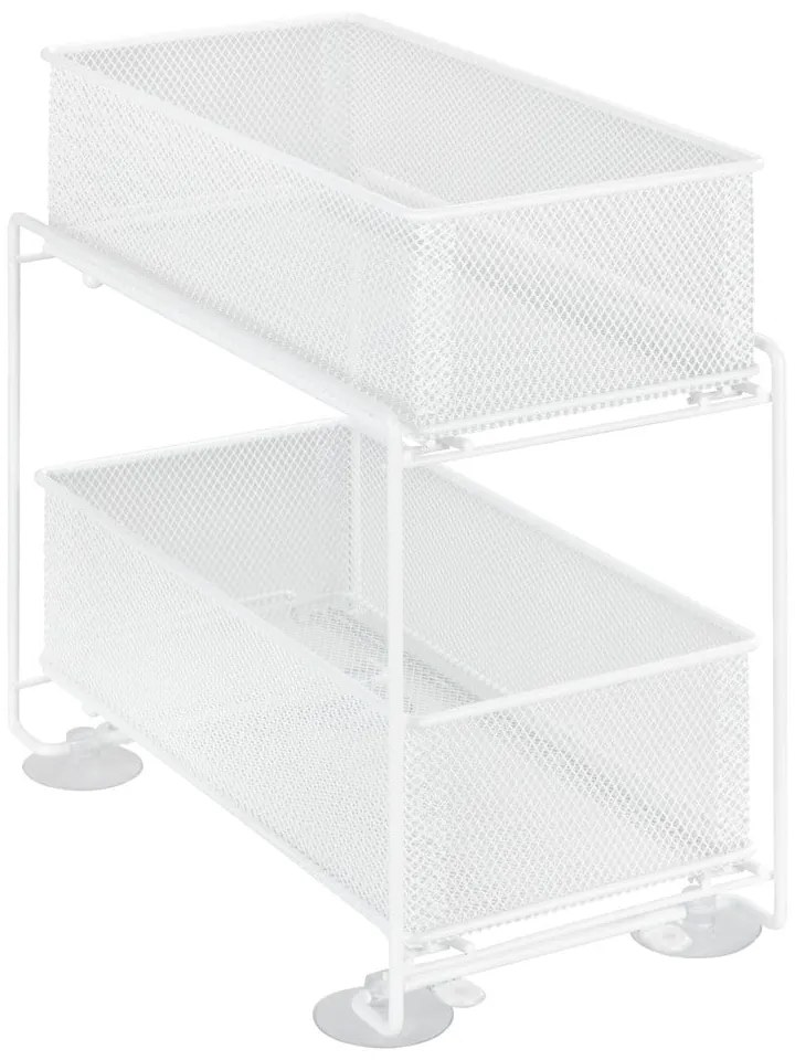 Suport cu 2 coșuri metalic alb cu ventuze Wenko