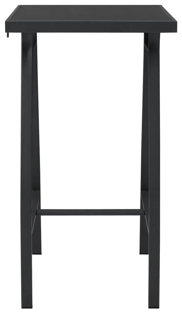48120 vidaXL Masă de bar grădină, negru, 60 x 60 x 110 cm, sticlă securizată