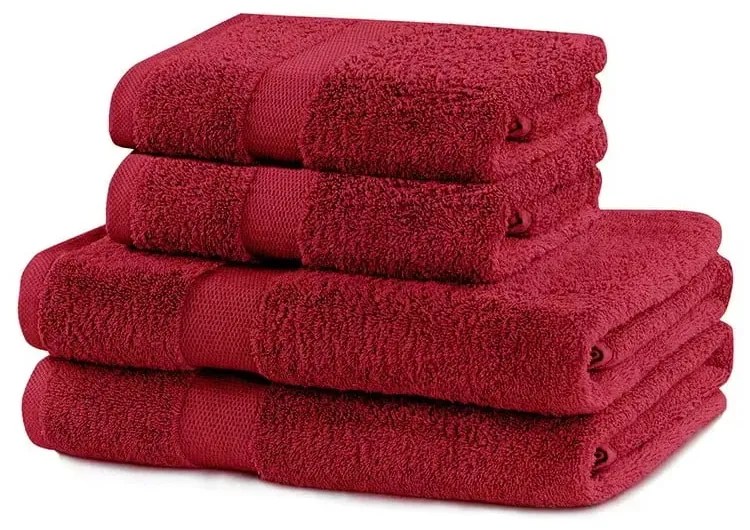 Prosoape de baie roșii 4 buc. din bumbac frotir Marina – DecoKing