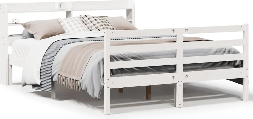 vidaXL Cadru de pat cu tăblie fără saltea, alb, 160x200 cm