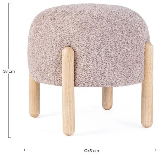 Taburet rotund, roz antic, 45x38 cm, Dayla, Bizzotto