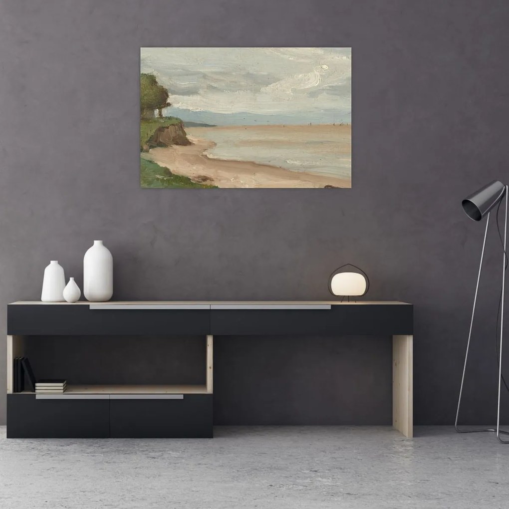 Tablou - Jean-Baptiste-Camille Corot, Beach Near Etretat, reproducere (90x60 cm)