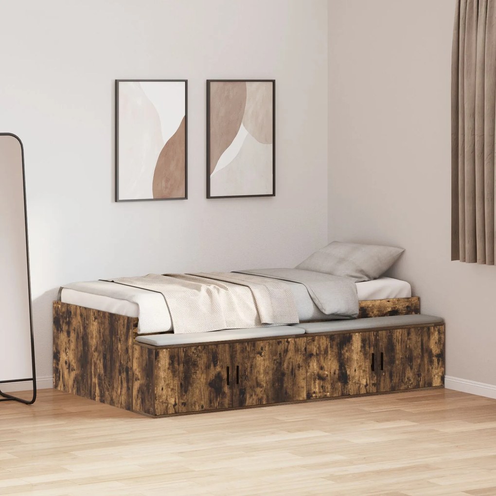 vidaXL Cadru de pat Stejar afumat 75x190 cm