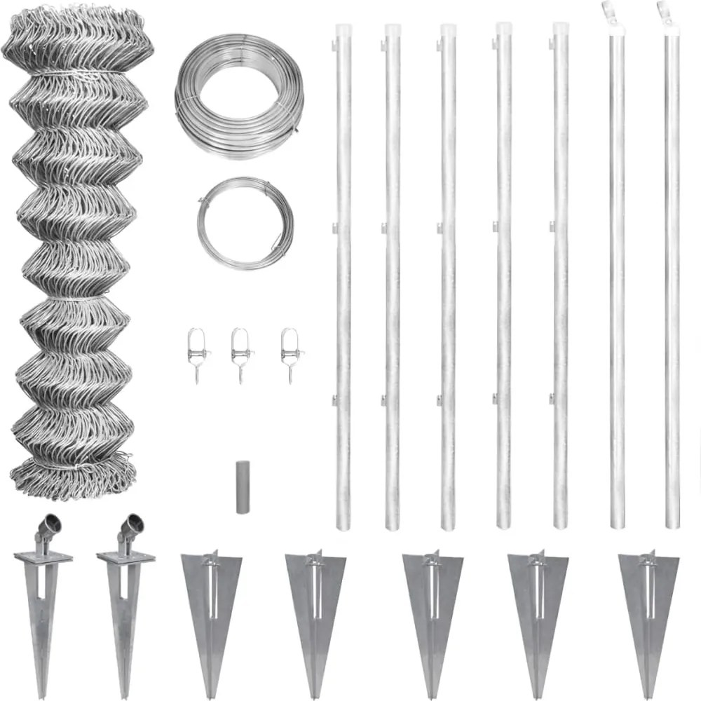 vidaXL Gard din plasă cu stâlpi și țăruși, 15x1,5 m, oțel galvanizat