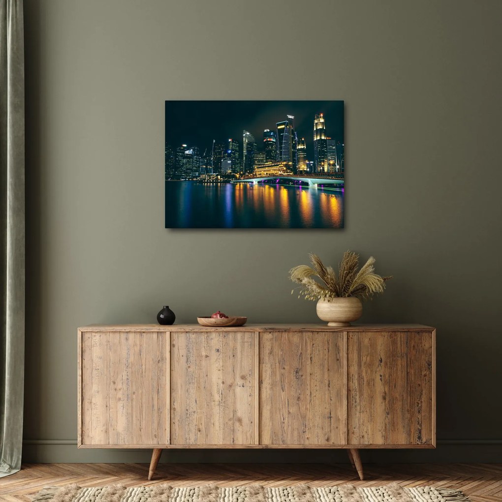 Tablou - Singapore noaptea (70x50 cm)