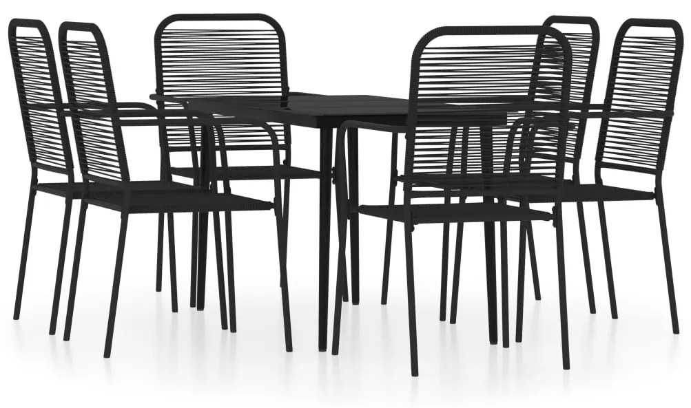 3099146 vidaXL Set de servit masa pentru grădină, 7 piese, negru