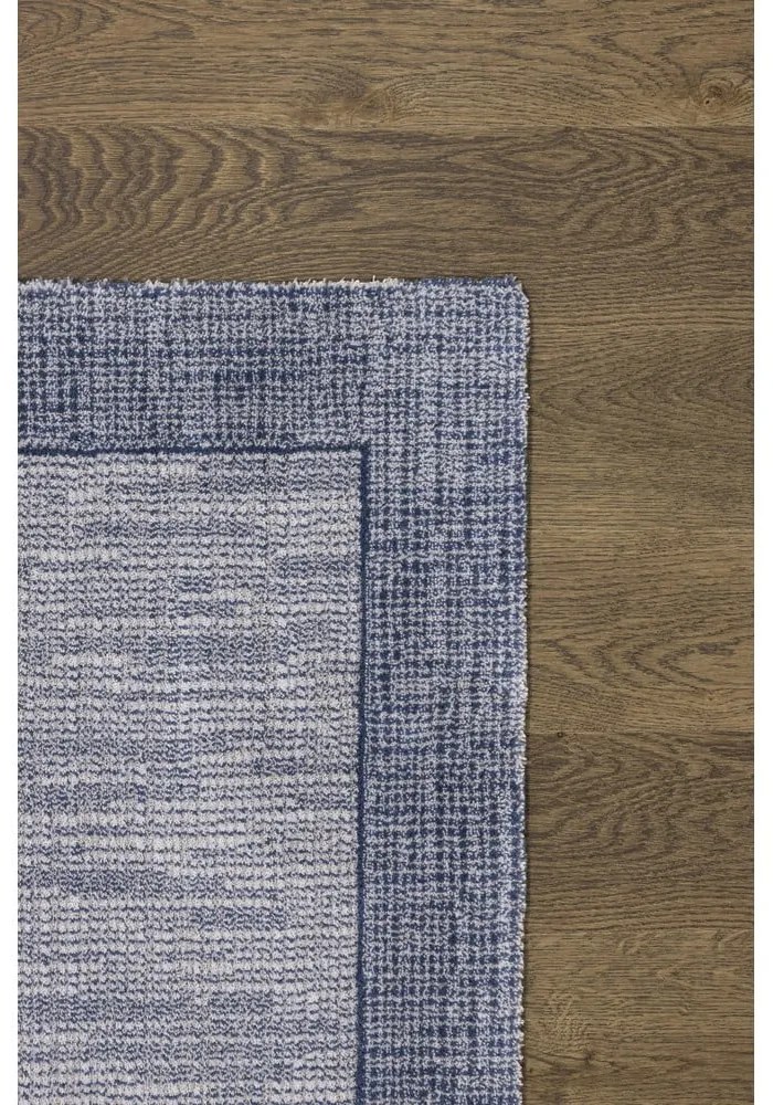 Covor albastru închis din lână 133x180 cm Linea – Agnella