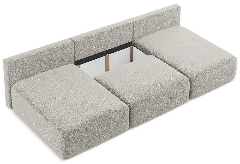 Colțar gri deschis extensibil/cu spațiu de depozitare Kalena – Makamii