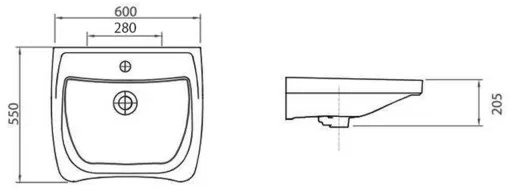 Sapho - Chiuvetă suspendată pentru persoane cu dizabilități DISABLED 60x55 cm ceramică/albă