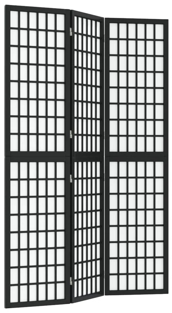352079 vidaXL Paravan pliabil cu 3 panouri, stil japonez, negru, 120x170 cm
