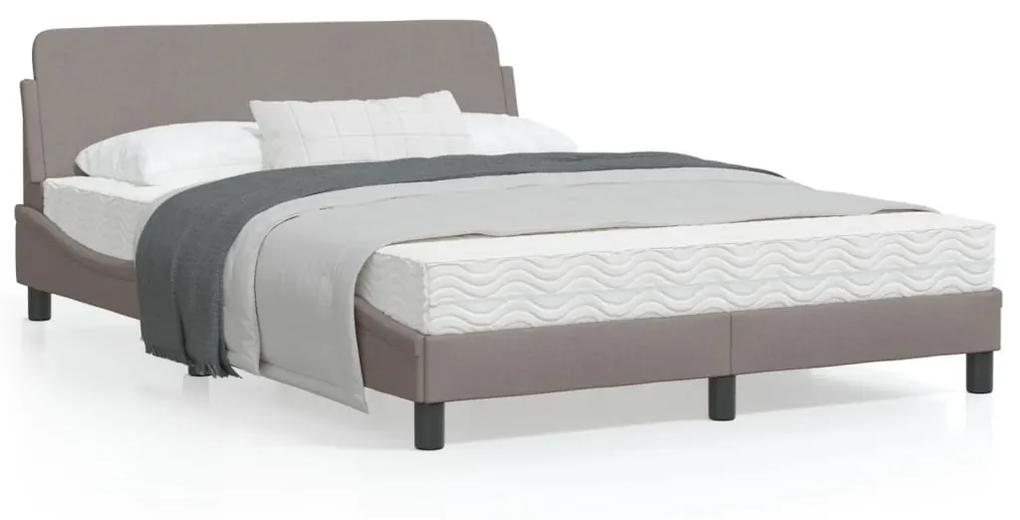 373189 vidaXL Cadru de pat cu tăblie, gri taupe, 140x200 cm, textil