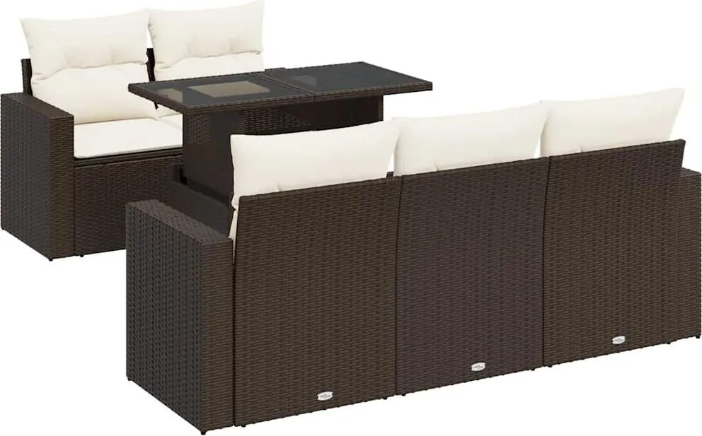 vidaXL Set canapele de grădină cu perne, 6 piese, maro, poliratan