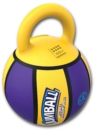 GiGwi Minge de cauciuc pentru câini cu mânerJumball Basketball cu mâner galben, 20 cm