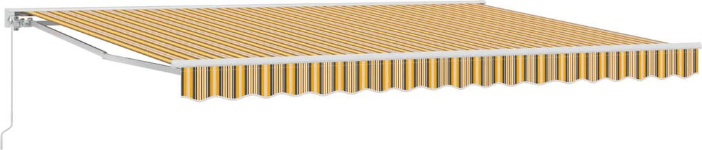 vidaXL Copertină retractabilă manuală Galben, Gri și Alb 4,5 × 3 m