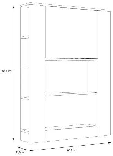 Etajera Multifunctional Sonoma, 88.2 x 120.8 x 18.6 (62.2) Cm