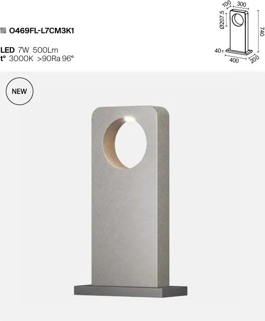 Stalp exterior LED IP65 Betone H-74cm