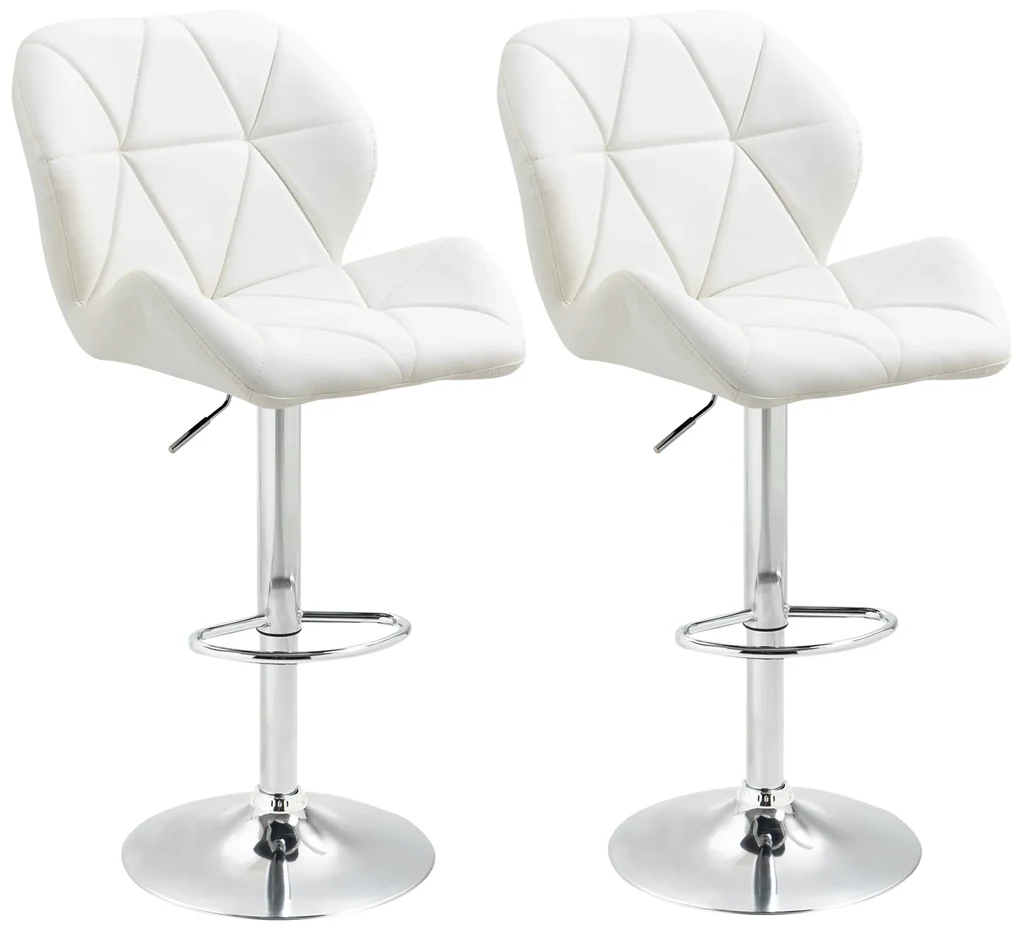 HOMCOM Scaun Bar Reglabil Pivotante si Antiderapant, Scaun bar Modern,Sarcina Maxima 120 kg,Elegante și Confortabile,Albe | Aosom Romania