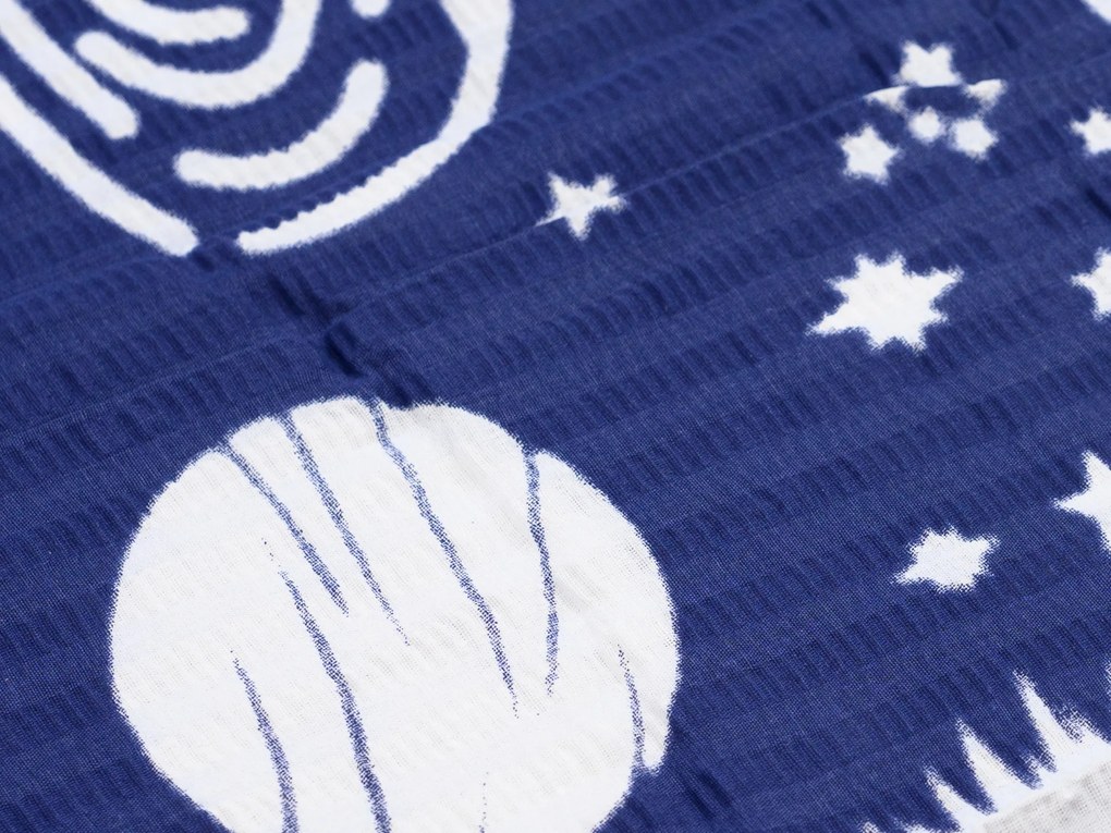 Lenjerie de pat creponata SPACE albastru + fata de perna 40 x 50 cm gratuit