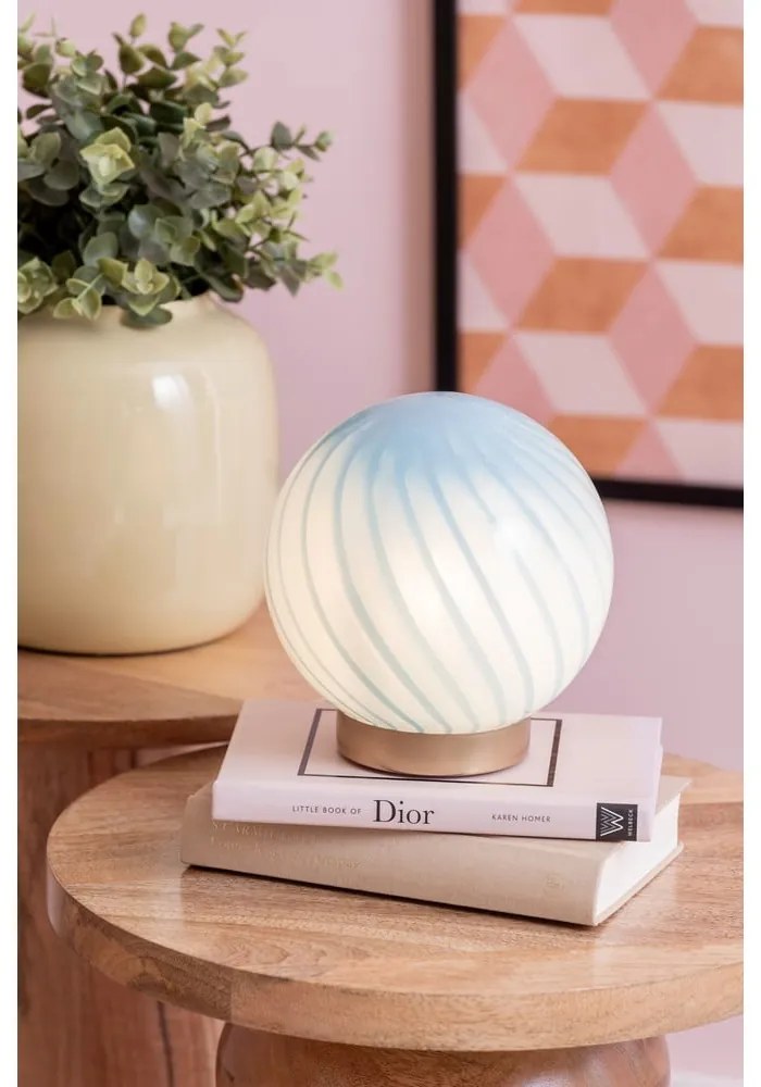 Veioză albastru-deschis cu abajur din sticlă (înălțime 17 cm) Summer Globe – Leitmotiv