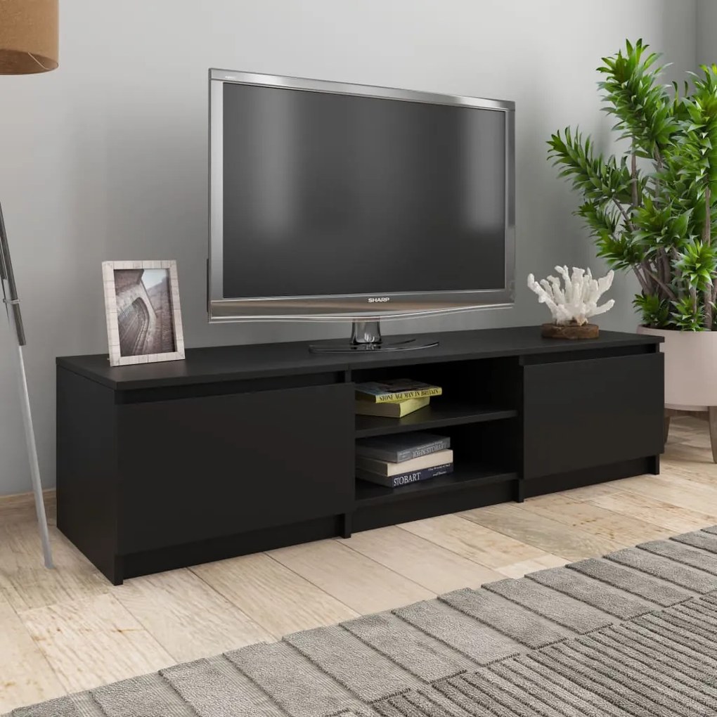 800649 vidaXL Dulap TV, negru, 140x40x35,5 cm, lemn prelucrat