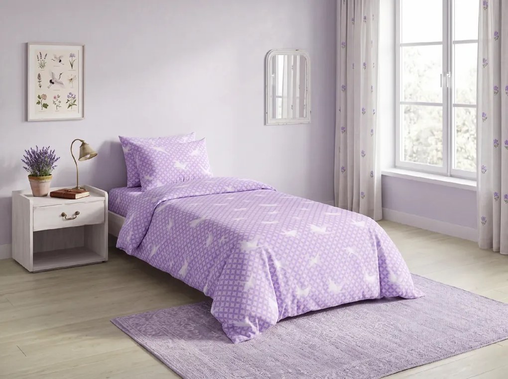 Lenjerie de pat din bumbac LILAC MEADOW mov Dimensiune lenjerie de pat: 70 x 80 cm | 140 x 200 cm
