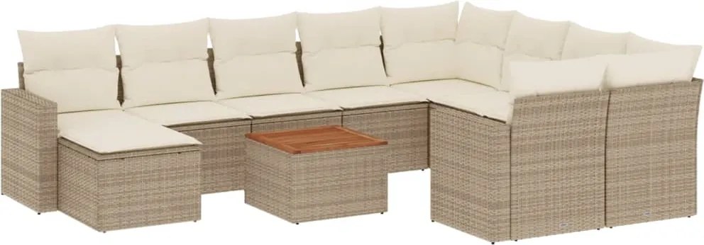 vidaXL Set canapele de grădină cu perne, 11 piese, bej, poliratan