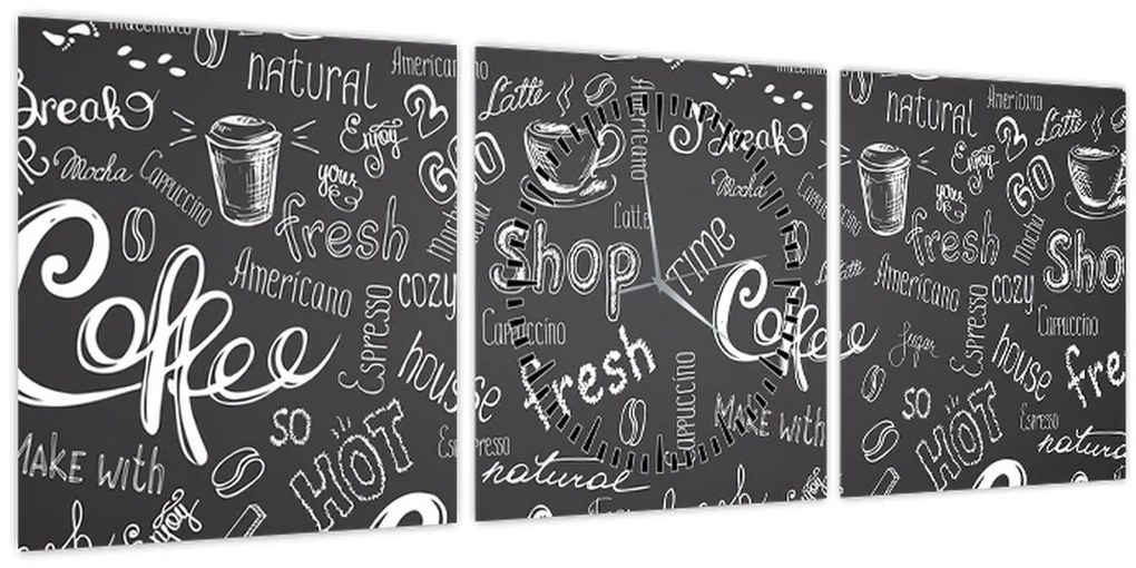 Tablou - Coffee (cu ceas) (90x30 cm)
