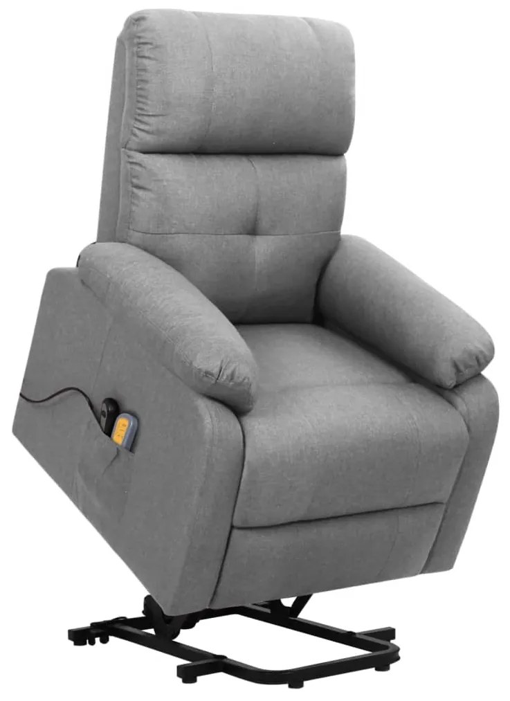 329595 vidaXL Fotoliu de masaj rabatabil cu ridicare, gri deschis, textil