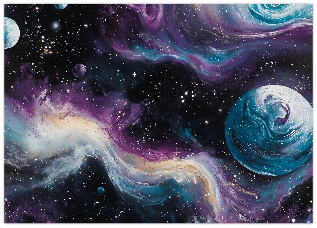 Tablou pe sticlă - Univers pictat (70x50 cm)