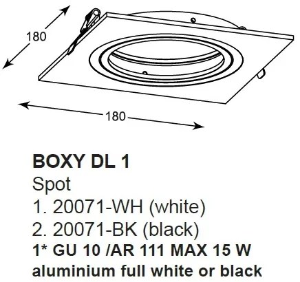 Spot incastrabil, directionabil BOXY DL 1, alb 20071-WH ZL