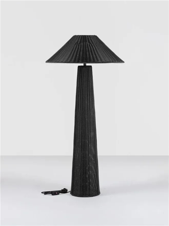 Lampa de podea din ratan sintetic pentru exterior Plom negru