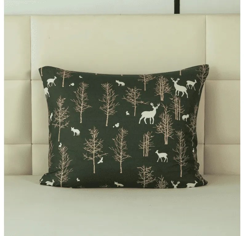 Fața de pernă din microfibra OAK DEER 70x90 cm, verde inchis