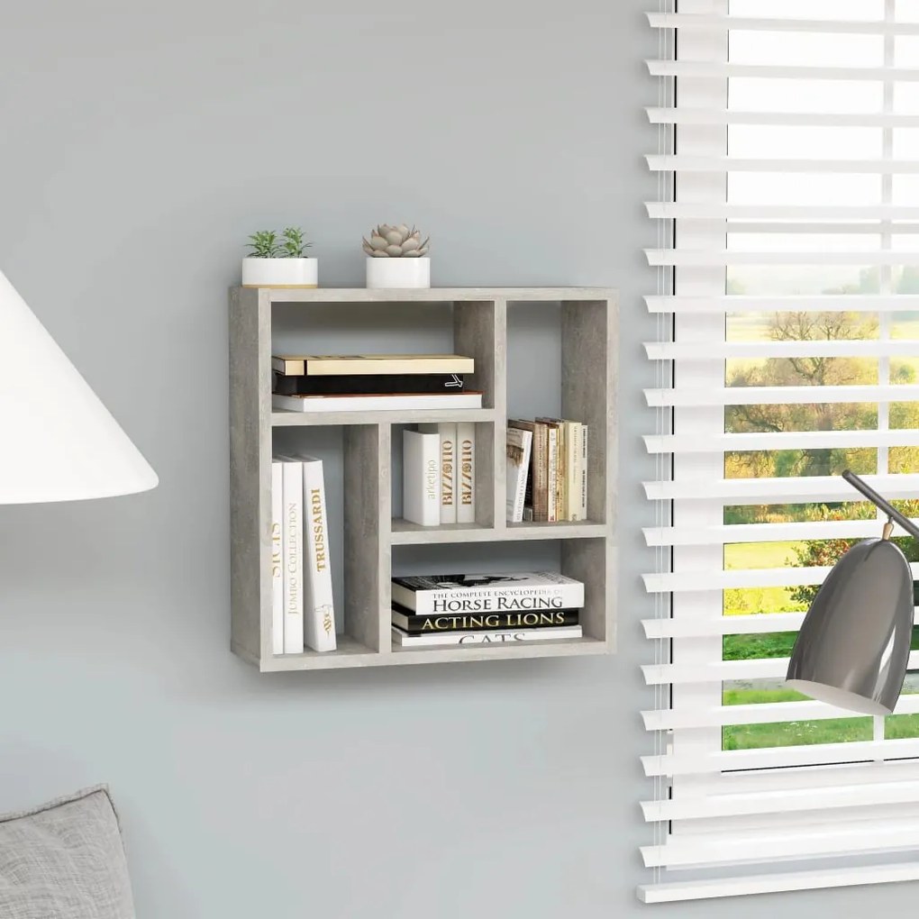 vidaXL Raft de perete, gri beton, 45,1x16x45,1 cm, lemn prelucrat