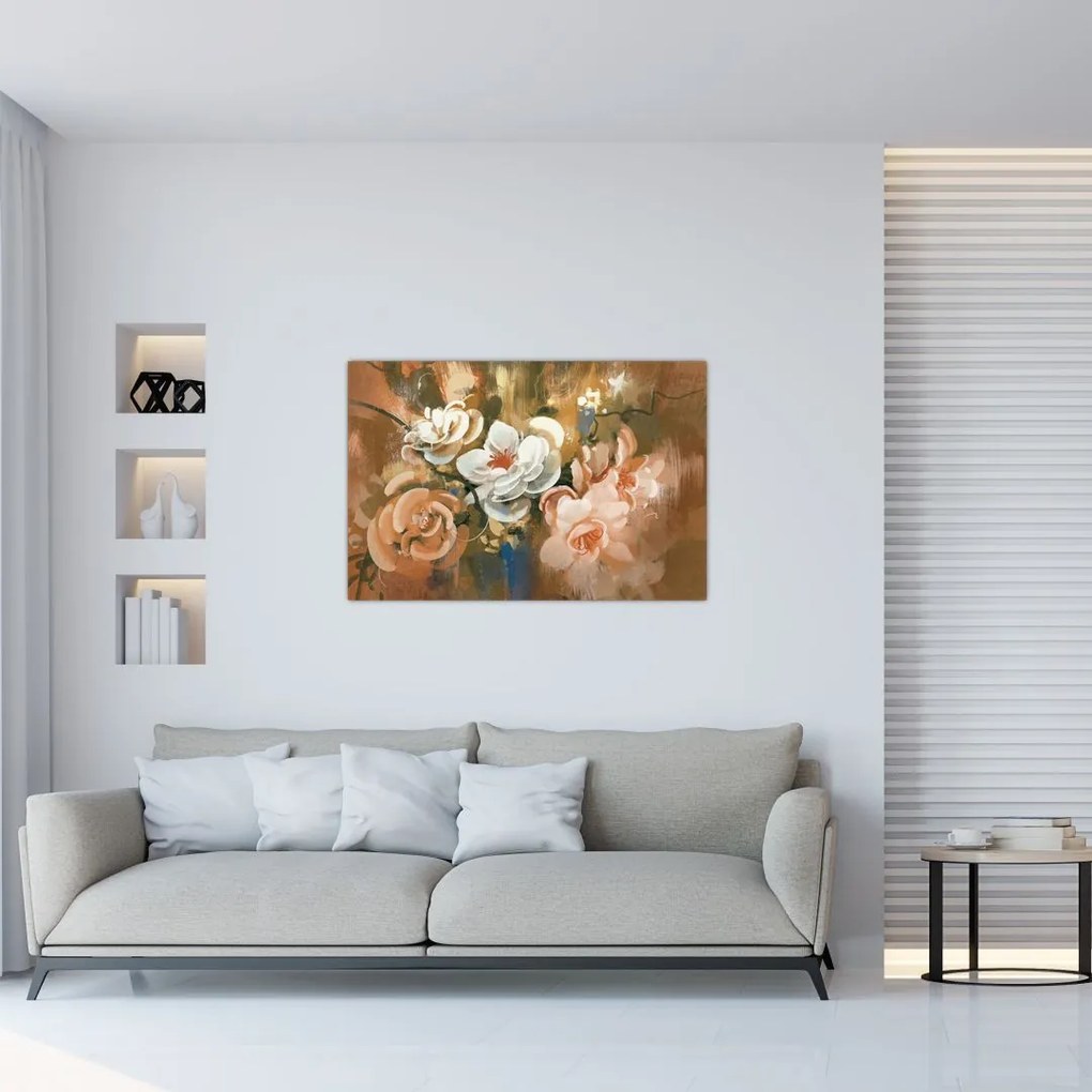 Tablou -Buchet de flori pictat (90x60 cm)