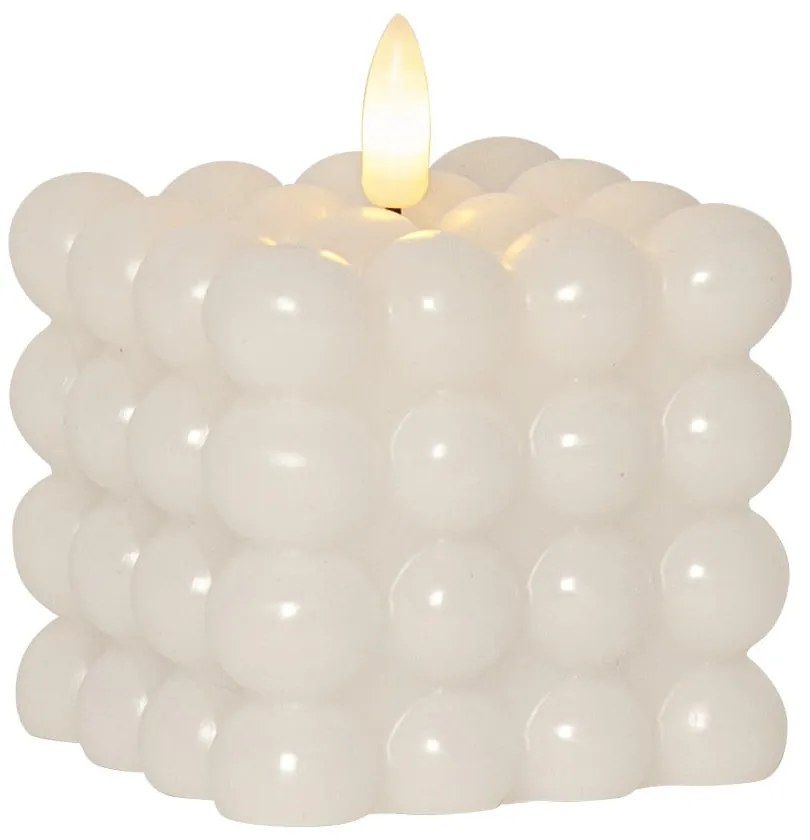 Lumânare LED din ceară albă Star Trading Flamme Dot, înălțime 9,5 cm