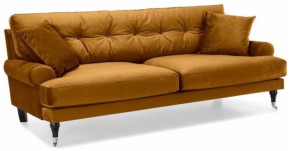 Set mobilier tapițat Seattle E128Galben, Tapiterie, Picioare: Lemn, Role, Metal