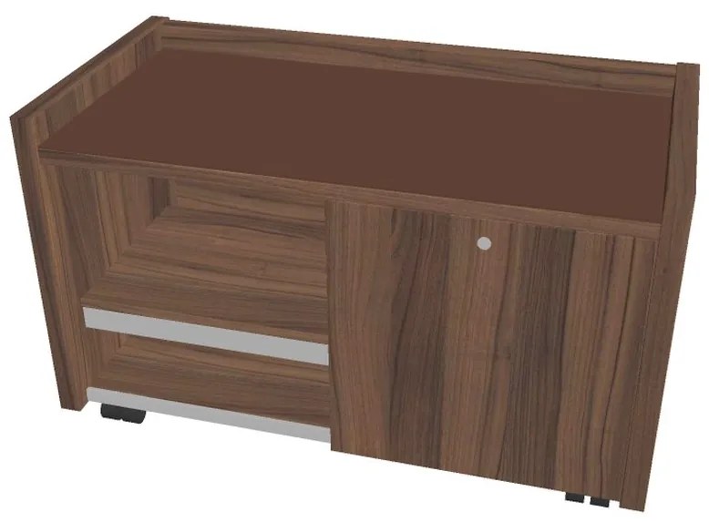 Comodă mobilă Verno 100 x 50 cm cu sticlă, dreapta, nuc / maro