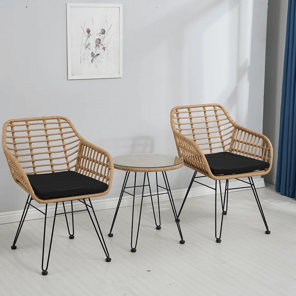 Set de 3 piese de grădină, natural / negru, VALIN