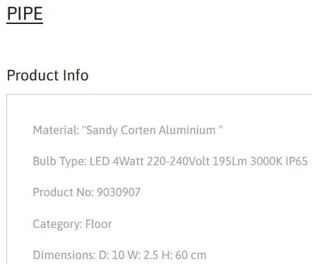 Tarus LED modern iluminat exterior ambiental IP65 PIPE H-60cm