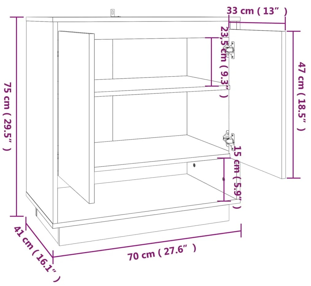 Servanta, alb, 70x41x75 cm, PAL 1, Alb