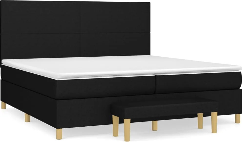 vidaXL Pat box spring cu saltea, negru, 200x200 cm, textil