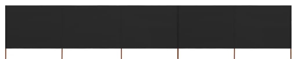 vidaXL Paravan anti-vânt cu 5 panouri, negru, 600 x 120 cm, textil