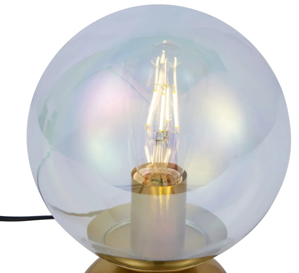 Lampă de masă Art Deco alamă cu sticlă fum curcubeu - Pallon