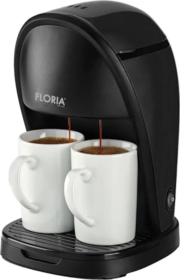 Aparat de facut cafea Floria ZLN9297, filtru de nailon, cupa pentru masurat, 2 cesti incluse, Negru